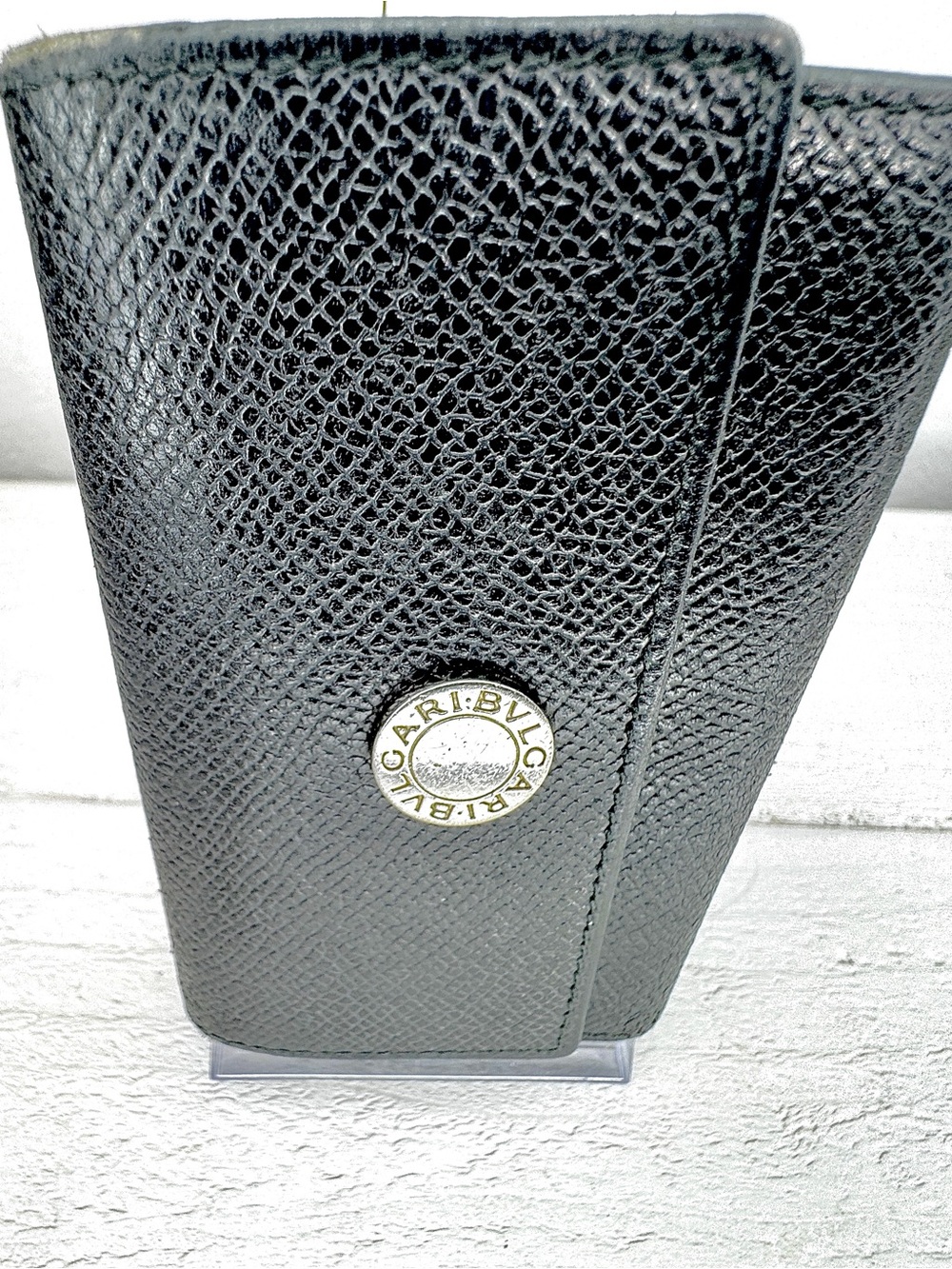 Bvlgari Black Textured Leather 6-Key Holder Case Compact Luxury Wallet